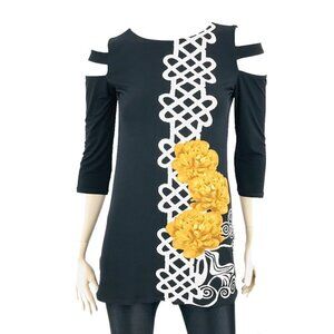 EVA VARRO Cold  Shoulder 3/4 Sleeve Tunic Top Sz XS​​​​​​​​​